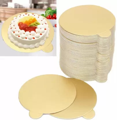 Golden Cake Stand, Cake Board Cake Base Round 7.25 inches, 1 Pond Base Paper Cake Server  (Gold, Pack of 30)