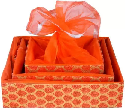 Wedding Gift Hamper Baskets, Baby Shower Wooden Fruit & Vegetable Basket  (Orange)