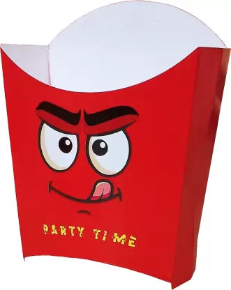 Set of 150 Red Disposable Snack Containers - French Fry Box Holders Printed Party Box  (Red, White, Pack of 150)