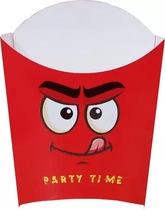 Set of 50 Red Disposable Snack Containers - French Fry Box Holders Printed Party Box  (Red, White, Pack of 50)