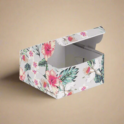 Disposal Snacks Packaging Boxes, Empty Paper Boxes, Cookies, Chocolate, Muffines Gift for Kids, 9x9x4cm, Design - Floral Print (Pack of 50)